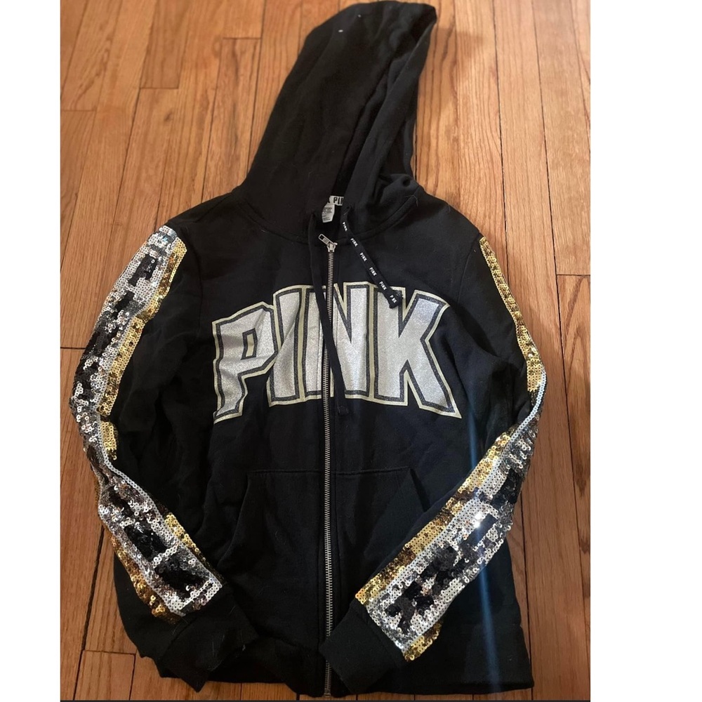 Pink sequined zip up